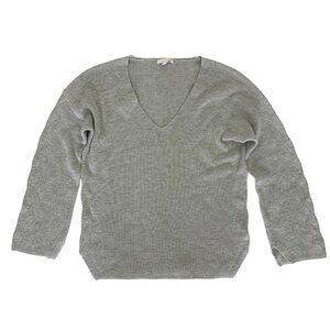 Skin Sweater Medium Gray V Neck Long Sleeve Minimal Cozy Basic‎